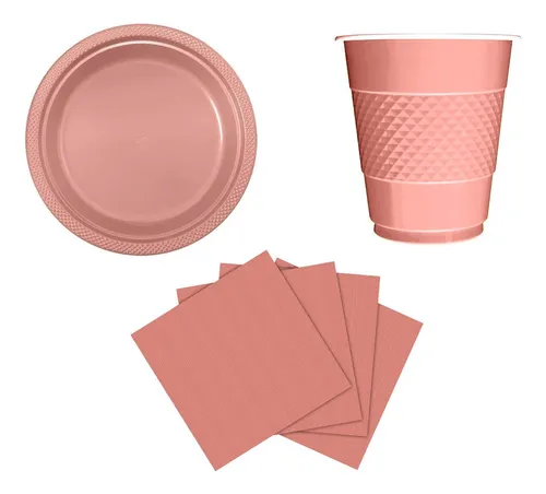Kit Platos Vasos Servilletas Desechables Unicolor Sempertex
