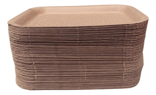 Platos Charola Carton Bandeja Desechable 100 Pzas 23x18 Cm Color Caqui
