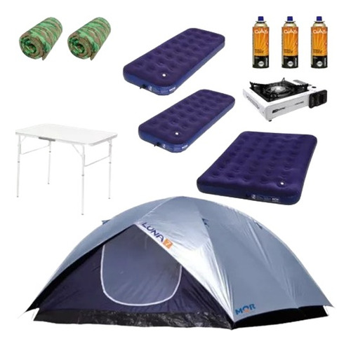 Barraca De Camping Luna 7 Pessoas Mor + Kit Compl Acampar