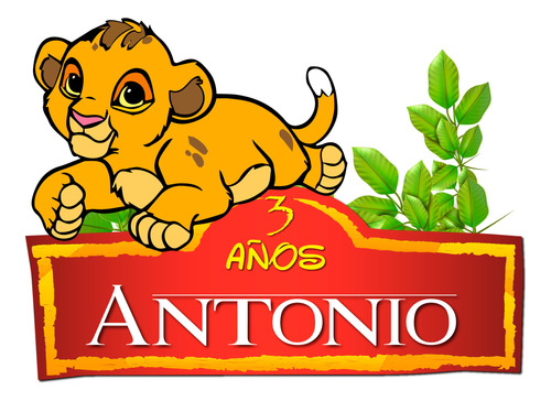 Logo Digital El Rey León Simba Personalizado Con Nombre