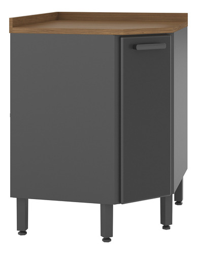 Mueble Inferior De Cocina En Acero 48x26cm Con Meson Gris Color Gris Oscuro