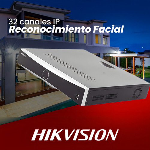 HIKVISION NVR 12 Megapixel (4K) DS-7732NXI-K4 32 canales IP AcuSense Reconocimiento Facial 4 Bahías de Disco Duro HDMI 4K Entrada y Salida de Alarmas
