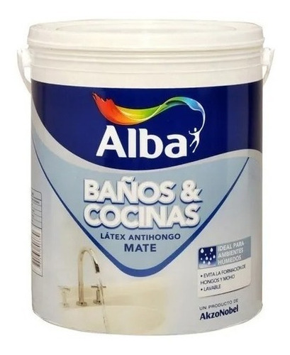 Latex Baños Y Cocinas Alba Antihongo X 4lts Pintura 