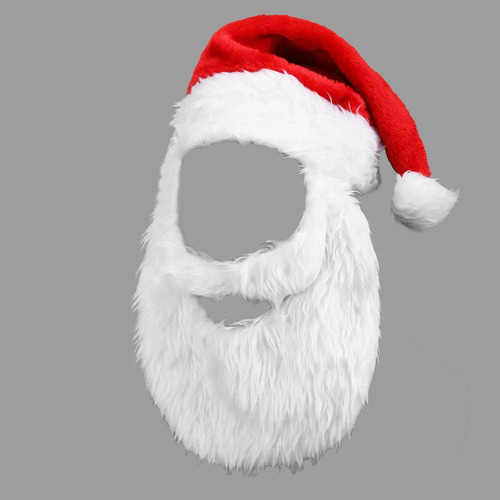 Gorro Navideño Rojo Con Barba De Papá Noel