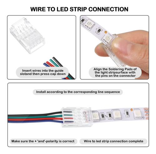 Conectores De Tira De Luz Led, 20 Conectores De Adaptador Le