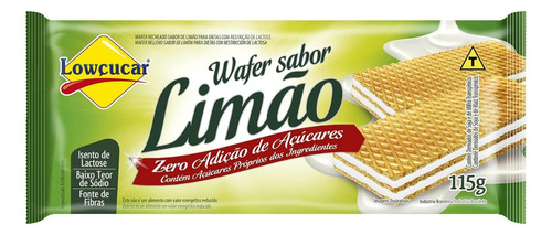 Wafer Rech. Limão Sem Lactose Zero Ad. Açúcar Lowçucar 115g