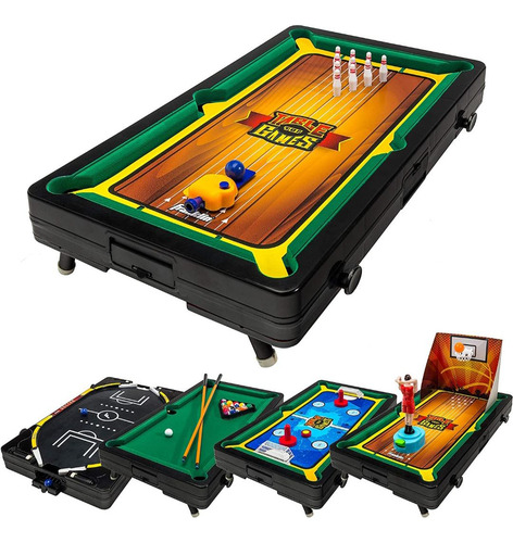 Juego De Mesa 5 En 1 Billar Boliche Hockey FĂștbol Baloncesto