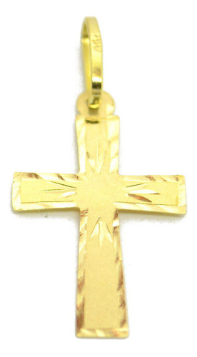 Pingente Em Ouro 18k Crucifixo 13,2mm Chapa Trabalhada P072
