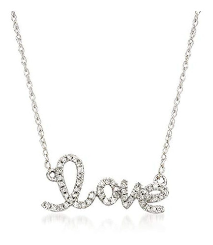 Collar De Diamante Love En Oro Blanco De 14