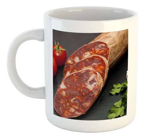 Taza Ceramica Salame Chacinado Fiambre Comida Chorizo P2