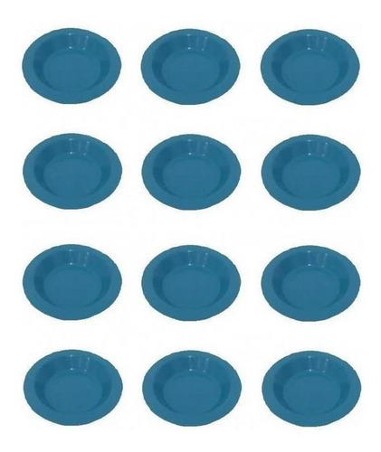 Prato Plástico Azul Para Merenda Escolar 300 Ml - 25 Pçs