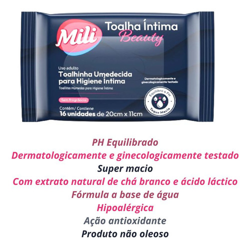 Toalhinha Umedecida P/ Higiene Íntima 8 Pacotes C/ 16