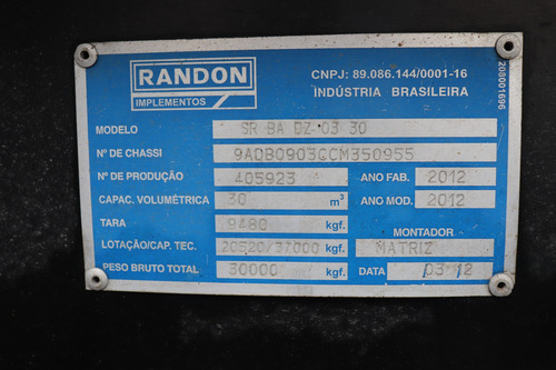 Carreta Basculante Randon Vanderleia Caçamba Ano 2012
