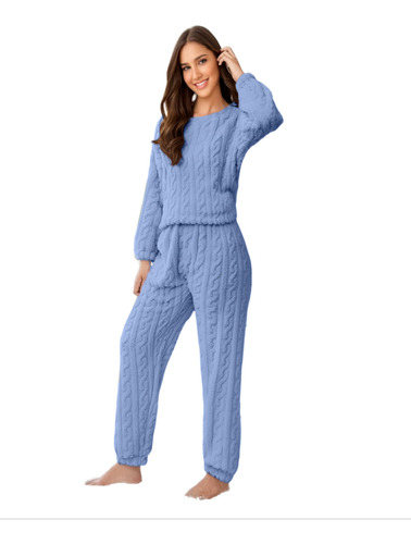 Pijama Conjunto Invierno Mujer Peludo Suave Trenzado