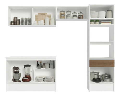 Cocina Integral Completa Modular Madesa Topazio 260cm Color Blanco/Marrón