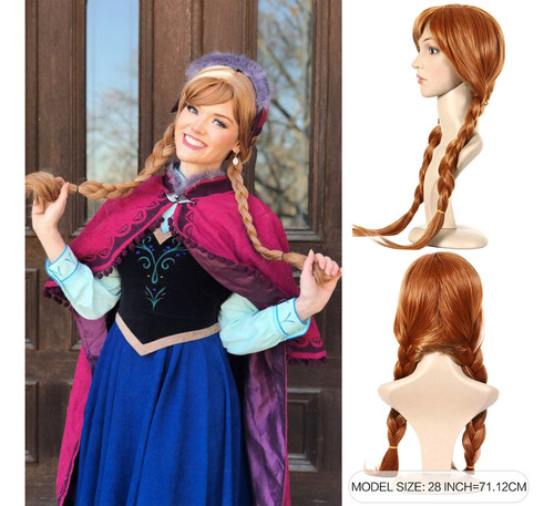 Queentas MZFP14853 Pelucas For Mujer Princesa Trenzada Largas Castaña
