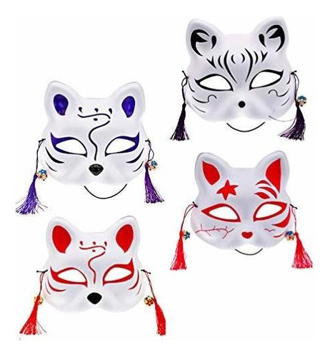 Amosfun Kitsune Fox Masks Half Face Cosplay Masks Cat Animal