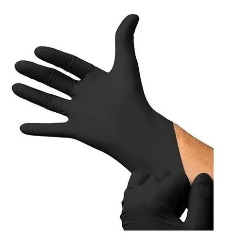 Guantes Descartables  De Nitrilo Negro Caja X 100 Unidades.