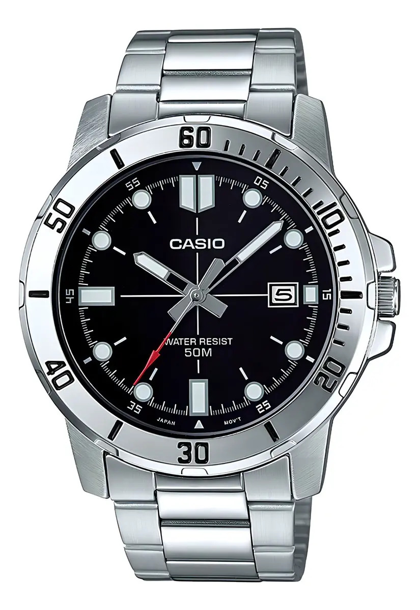 Reloj Casio Hombre MTP-vd01d-1e Plateado y Acero Inoxidable