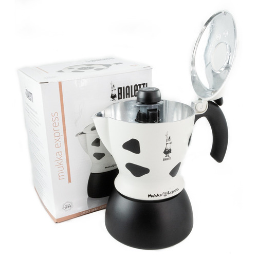 Imagen 3 de 3 de Cafetera Bialetti Mukka Express 2 Cups manual negra y blanca italiana