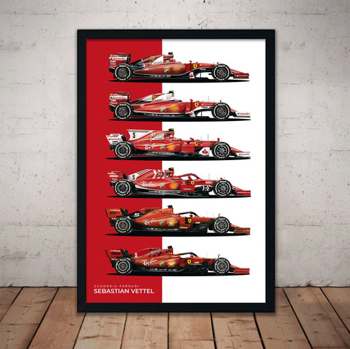 Cuadro Formula 1 Sebastian Vettel Ferrari 51x36 Vidrio F1 