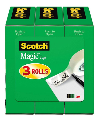 Scotch Magic Tape, 3 Rollos, Numerosas Aplicaciones, Invisib