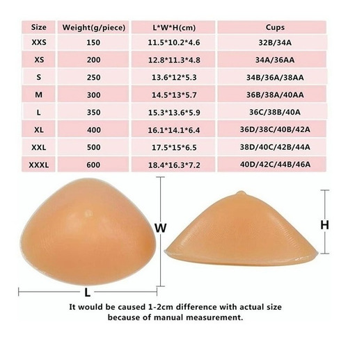 Senos Formas De Silicona Crossdrer Prótesis Mastectomía 400g