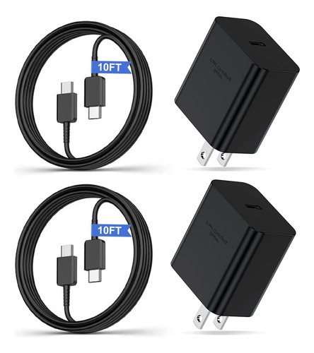 Paquete De 2 Cargadores Super Rapidos De 45 W Con Cable Tipo