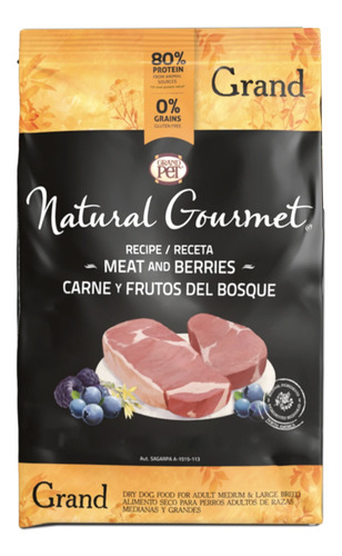 Alimento Natural Gourmet para perro adulto de raza  pequeña sabor carne y frutos del bosque en bolsa de 7.5kg