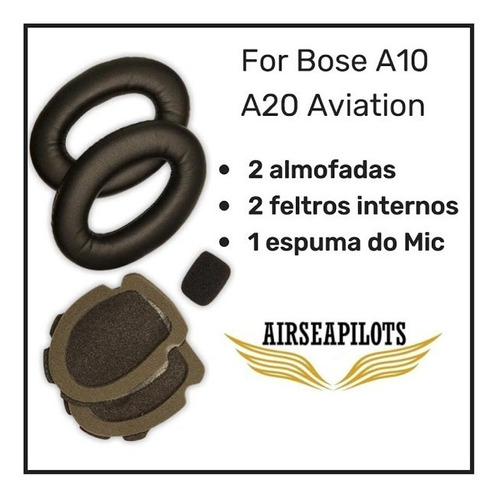 Espuma Para Headset Bose A10 E A20 + Espuma Microfone