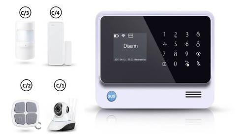 Kit Alarma 7 Sensores + Cámara G90 Plus Wifi Gsm 