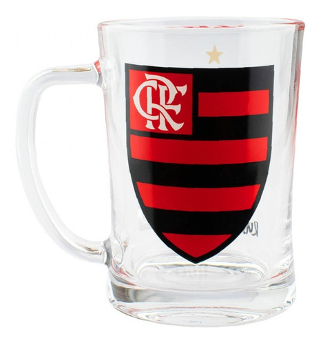Caneca De Vidro Gigante 650ml Flamengo Cor Branco