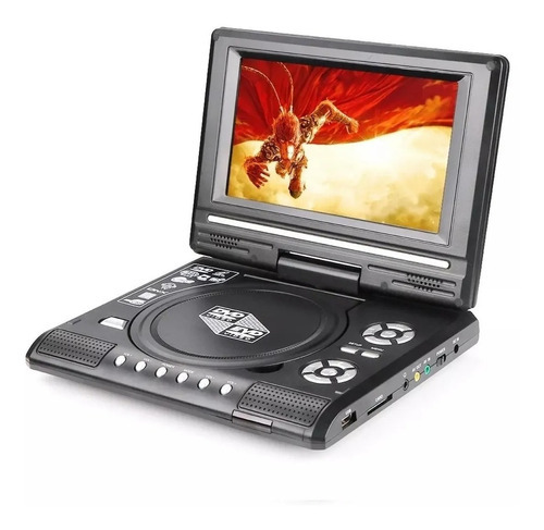DVD portátil de 7 polos Kp-d113 Dt con USB 2.0 Fm color negro