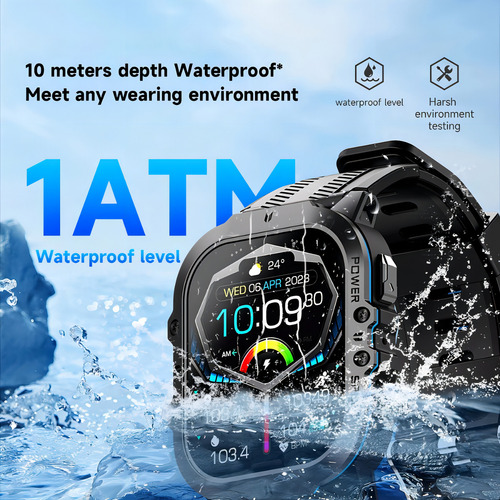 Funda impermeable para reloj inteligente Lemfo C26 con Bluetooth Call, color negro y azul