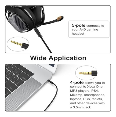 A40 Headset Cord Pack Con Control De Volumen, 6.6ft