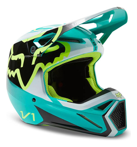 Casco Moto V1 Leed Celeste Fox