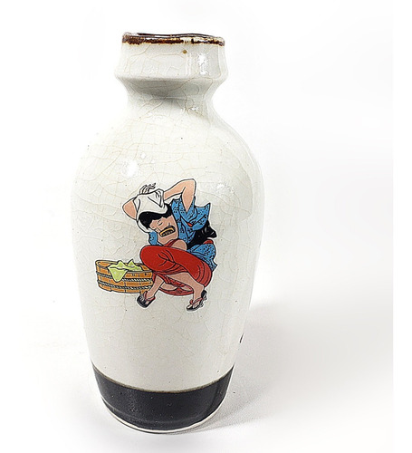 Botella Coleccionable Sake De Cerámica Vintage Japonesa