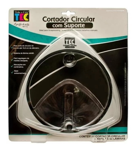 Cortador Circular Scrapbook Com Suporte + Refil 3 Lâminas