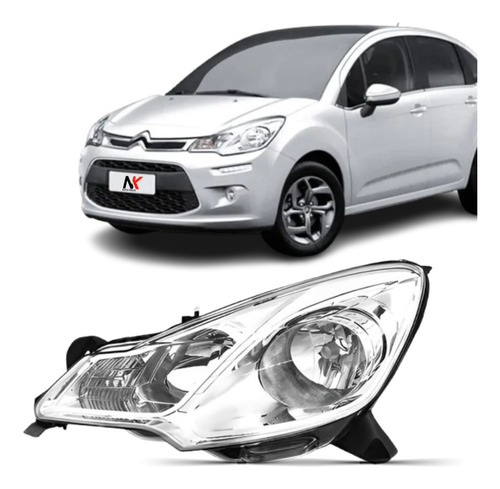 Farol C3 2013 14 15 A 2020 Ds3 2012 A 2015 Cromado Esquerdo