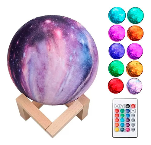 Lámpara Velador Galaxia 3d Y Led 16 Colores Incluye Control Color De La Estructura Marrón