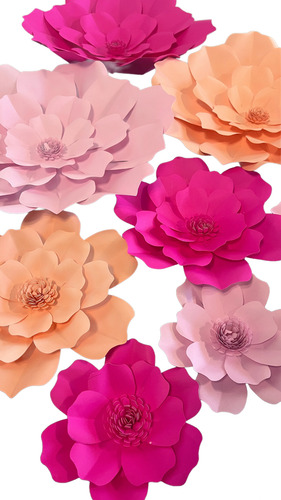 Flores Y Hojas Decorativas Fiestas De Cartulina X13u.