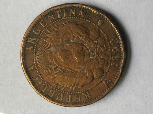Patacon-f59-9-argentina-2 Centavo De Patacon Del Año 1893