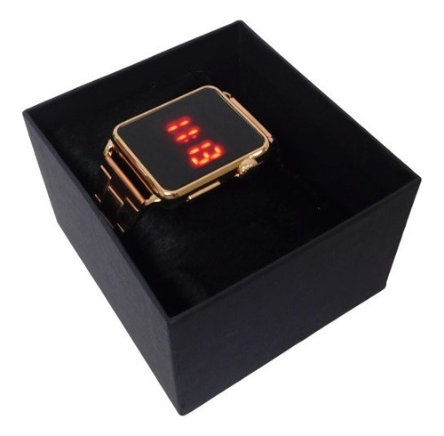 Relógio Led Digital Touch Pulseira De Aço Dourado Unissex