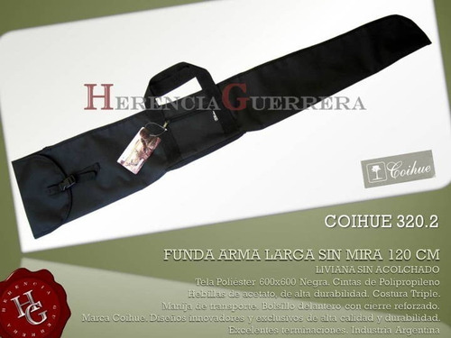 Imagen 2 de 7 de Funda Coihue Rifle Arma Larga 120cm S/mira S/acolchado Negro