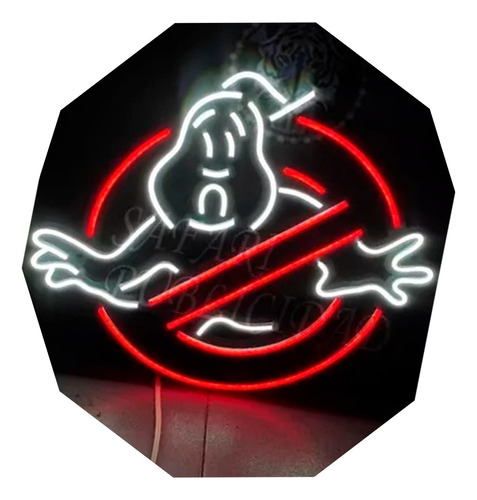 Cartel Caza Fantasmas En Neón Led / Flex / Luminoso/ Figuras