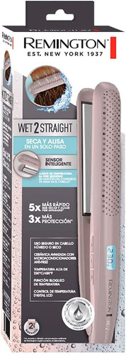Combo Secadora + Alaciador C/ Ceramica Remington Wet 2 Style Color Rosa