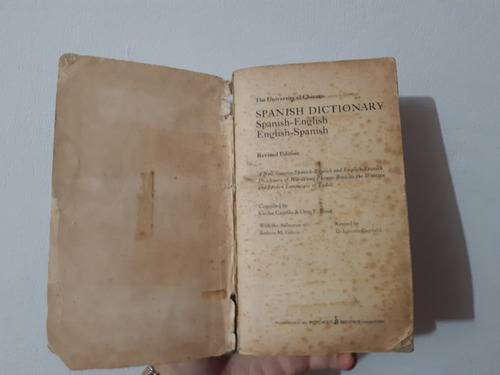 Yh Antiguo Diccionario Español Ingles 1975 Univ Chicago Usa