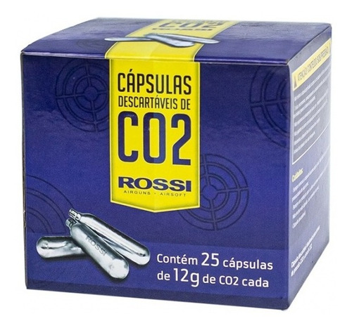 Imagem 2 de 5 de Cápsula Co2 12g Para Pistola Airsoft Rossi Caixa Com 25und