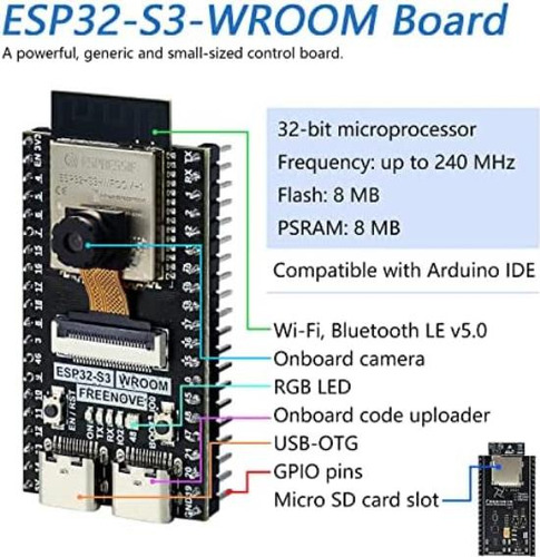 Placa Cam Freenove Esp32-s3-wroom (compatible Con Arduino Id