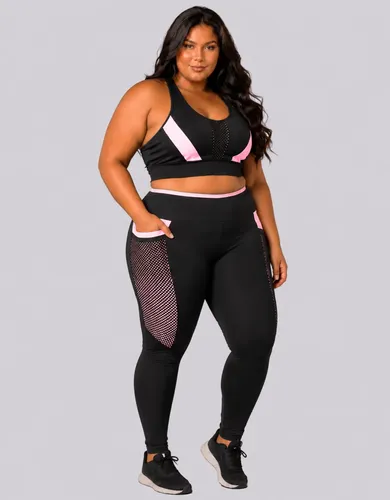 Conjunto Plus Size Bolso Academia Grande Sem Transparencia